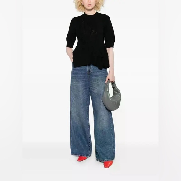 Sacai Tops - NWOT SACAI Cable Knit Flared Top - Black SIZE 1 (S)